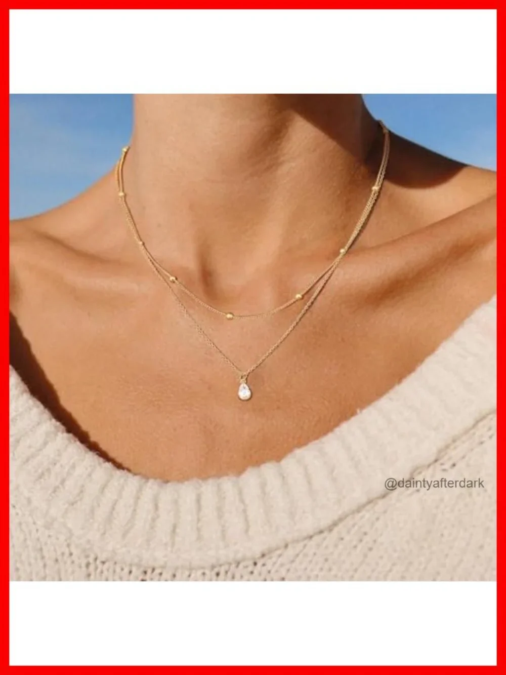 14K Gold Plated Layered Necklace Set Dainty Stack Gold Chains